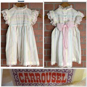 Vintage Girls Toddlers Party Dress by Carrousel Belk Store pastels sash USA